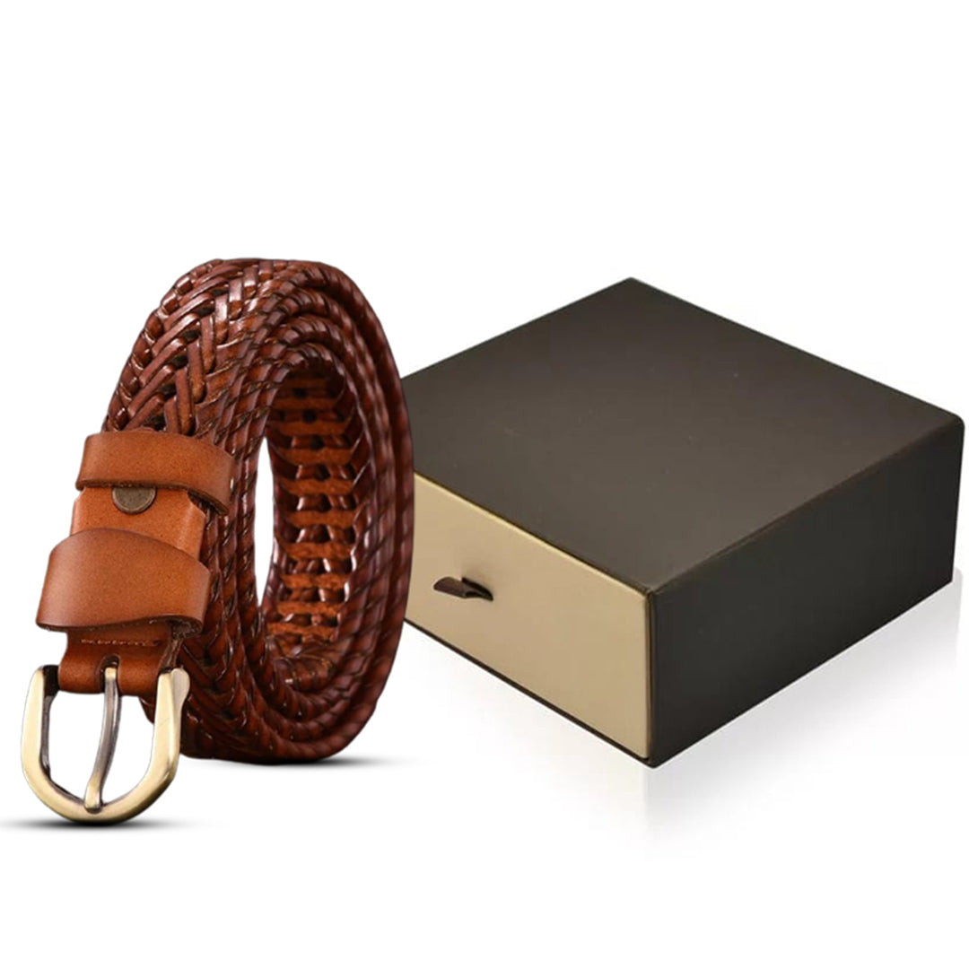 Ladies Brown Braided Leather Belt