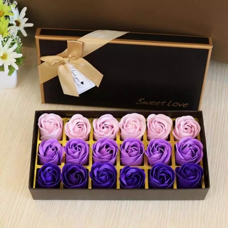 Handmade 18 Pieces Scented Soap Roses With Gift Box - Free Shipping