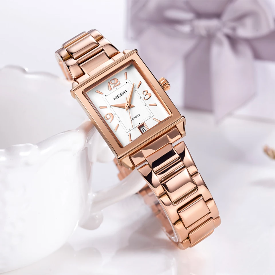 Ladies Stylish SS Rose Gold Bracelet Quartz Water Resistant Wristwatch - Free Shipping