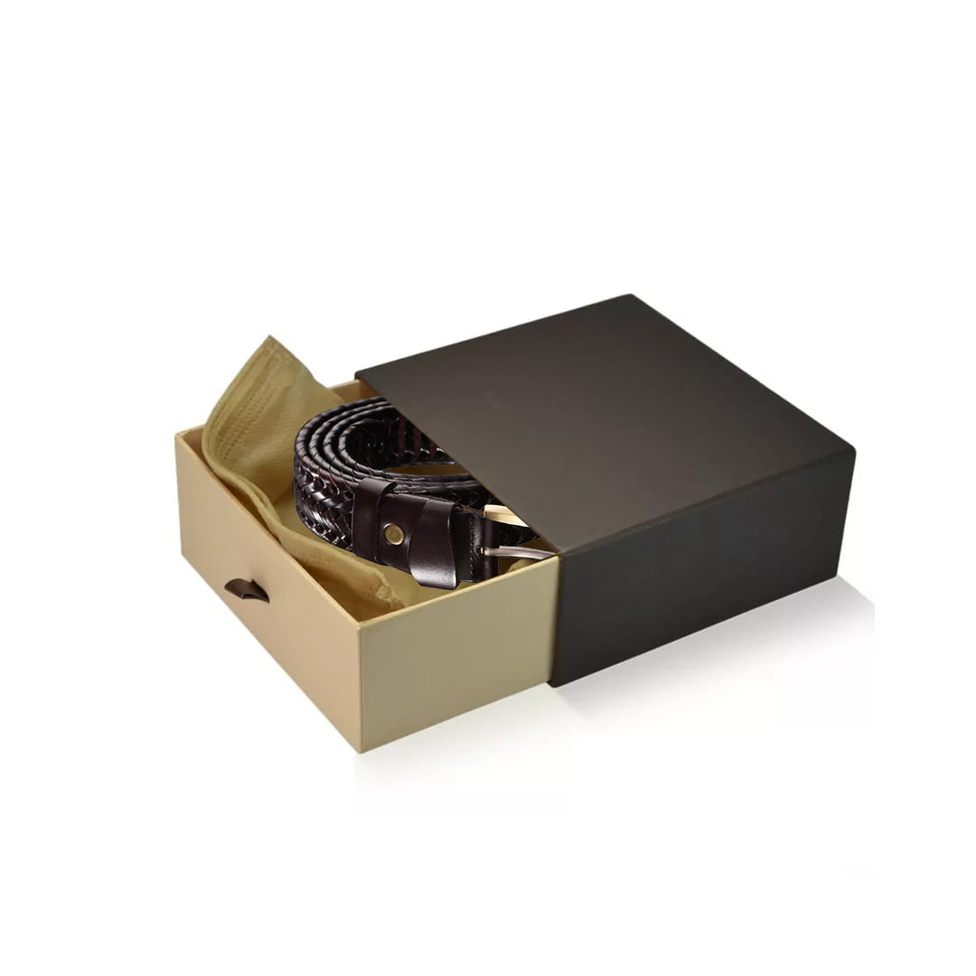 Men's Coffee Original Leather Braided Belt