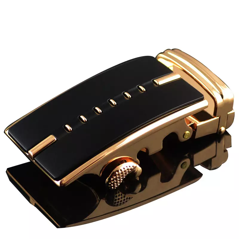 Men's Golden Black Automatic Buckle