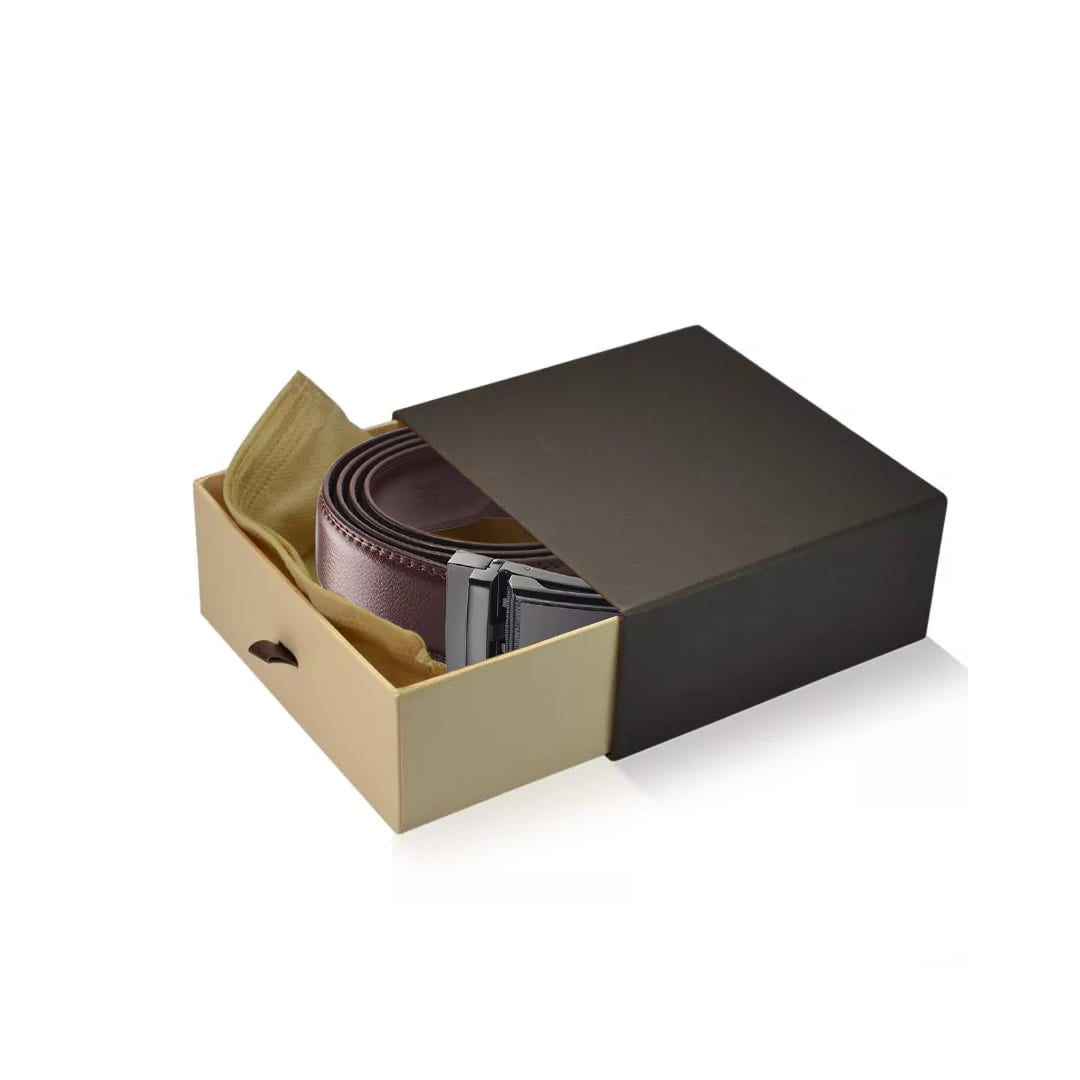 Men's Brown Leather Automatic Buckle Belt