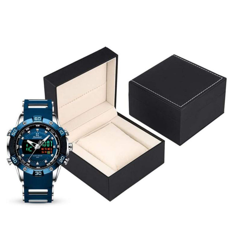 MEN'S SILICON BLUE DUAL DISPLAY QUARTZ WATCH