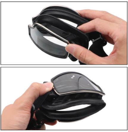 MOTORCYCLE RETRO BLACK SILVER TINTED LENS GOGGLE