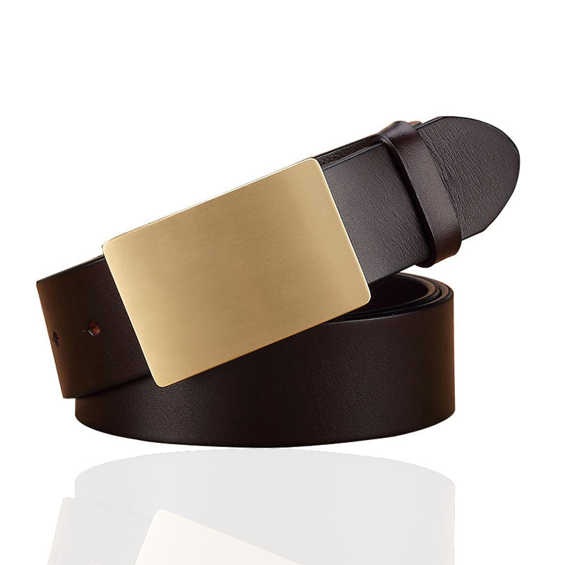 Men's Leather Belt Copper Buckle