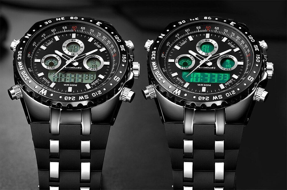MEN'S RUBBER BAND BLACK SPORTS QUARTZ WRIST WATCH