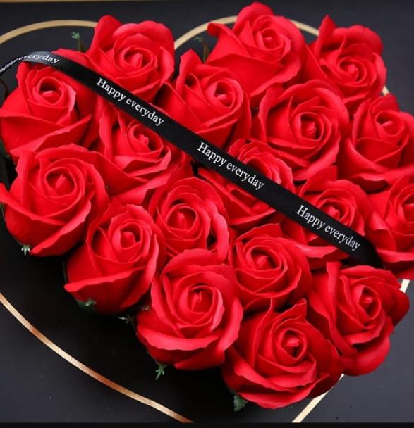 Heart Shaped Soap Roses Flowers Gift Box