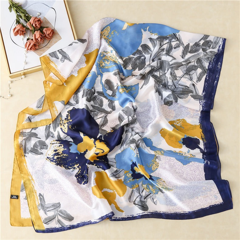 Elegant Printed Satin Silk Scarf