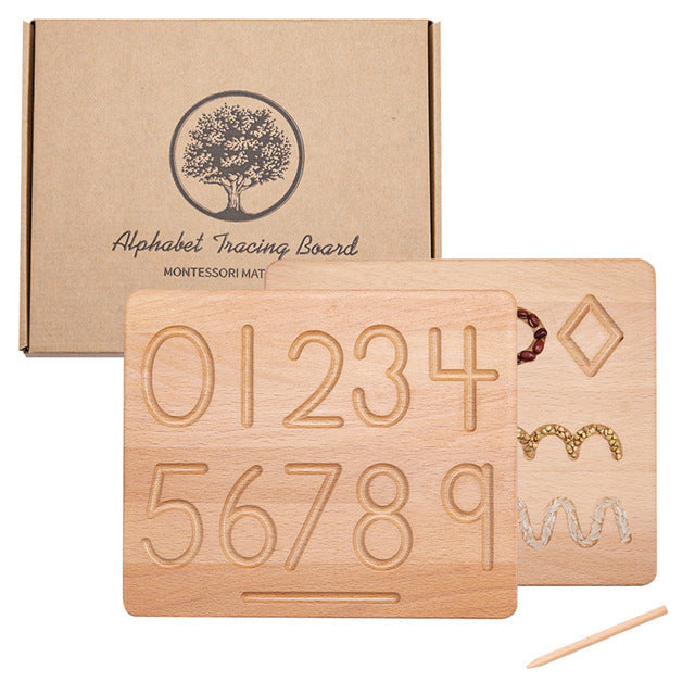 Montessori Wooden Alphabet Number Tracing Board