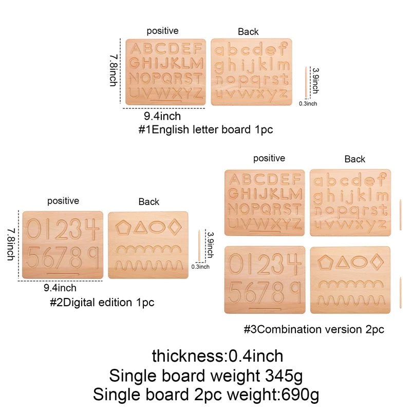 Montessori Wooden Alphabet Number Tracing Board