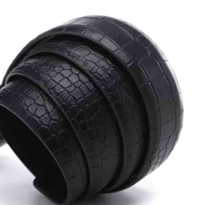 Men's Black Leather Croc Automatic Buckle Belt