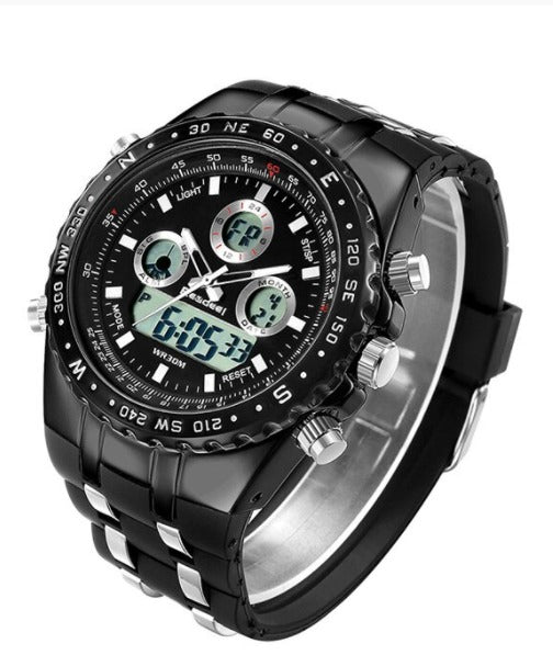 MEN'S RUBBER BAND BLACK SPORTS QUARTZ WRIST WATCH
