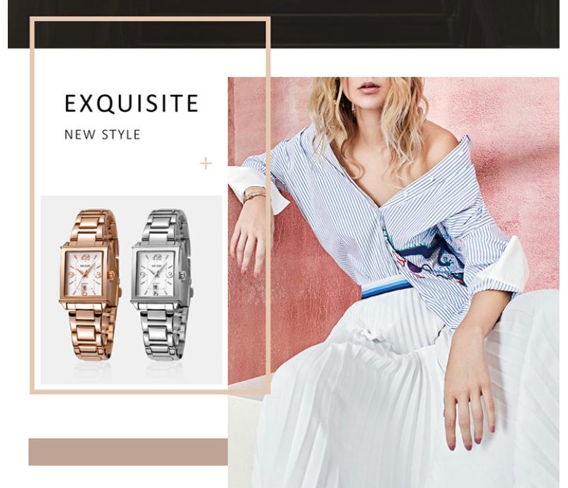 Ladies Stylish SS Rose Gold Bracelet Quartz Water Resistant Wristwatch - Free Shipping