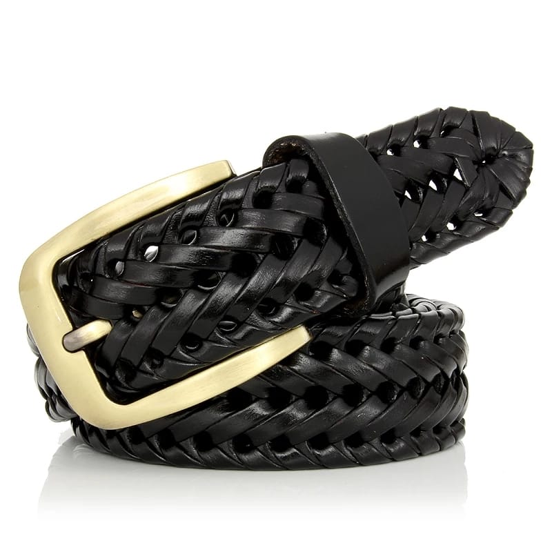 Men's Black Original Leather Braided Belt