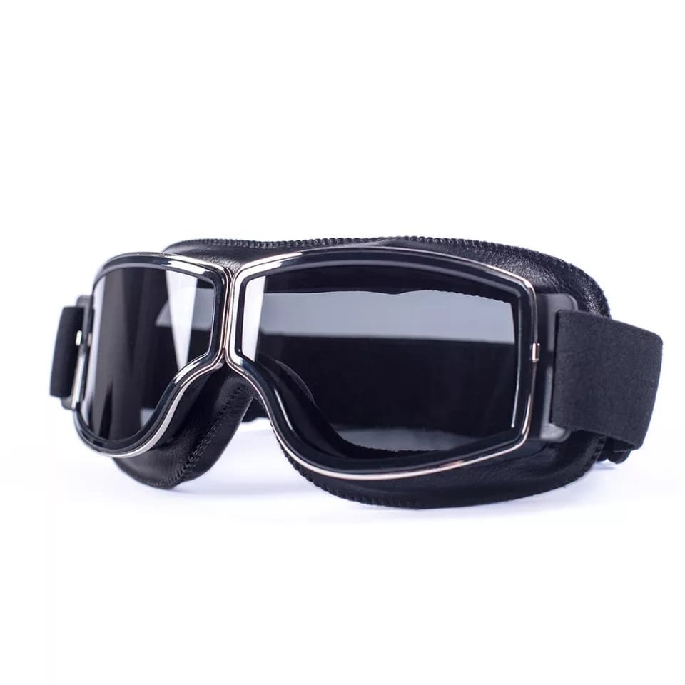 Motorcycle Retro Black Clear Lens Goggle
