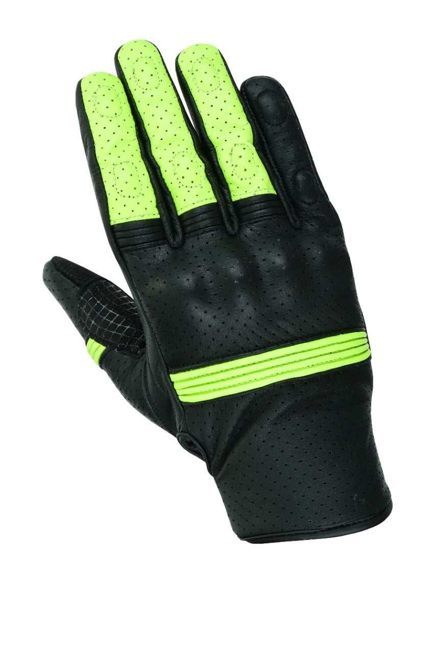 AHR21- Racer / Motorcycle Original Leather Vented Gloves With Protection