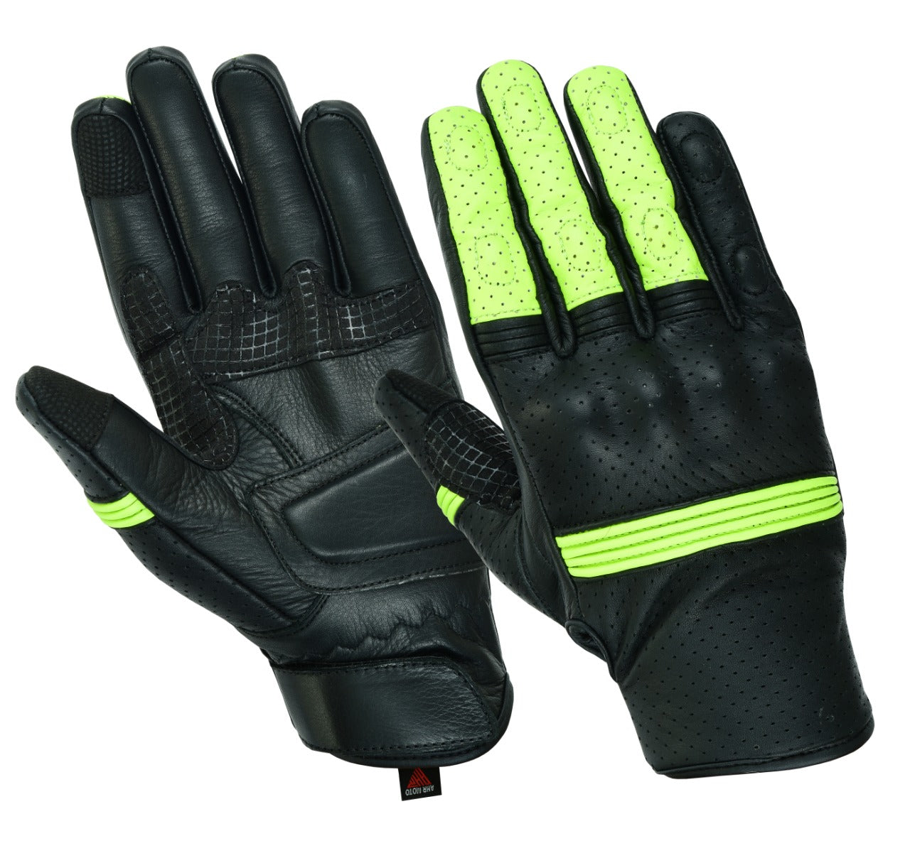 AHR21- Racer / Motorcycle Original Leather Vented Gloves With Protection