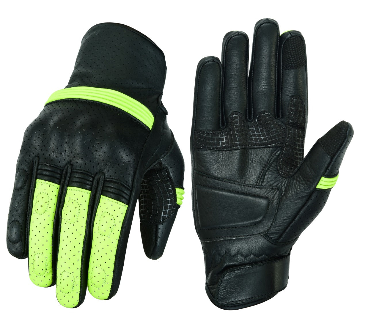 AHR21- Racer / Motorcycle Original Leather Vented Gloves With Protection