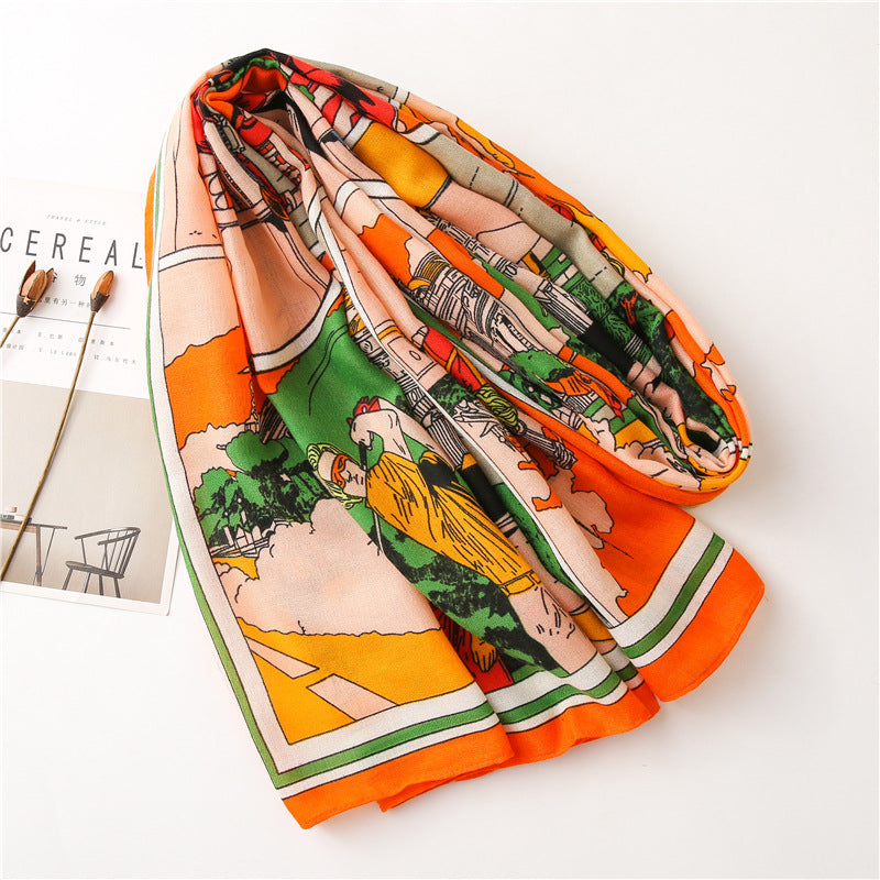 Artistic Fashion Multicolor Viscose Scarf