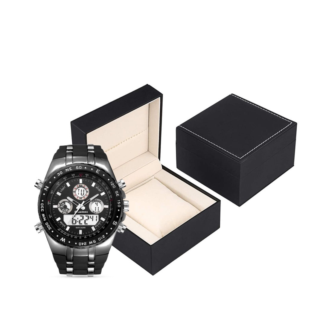 MEN'S RUBBER BAND BLACK SPORTS QUARTZ WRIST WATCH