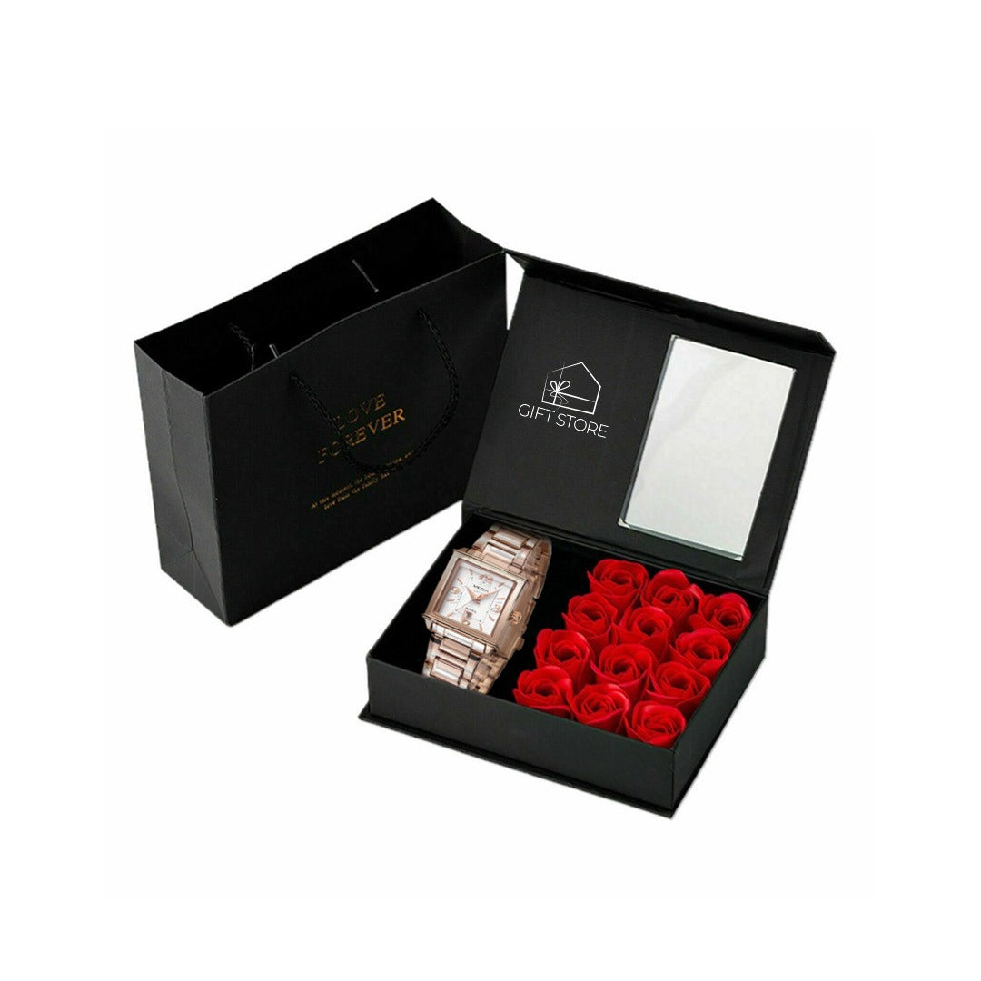 LADIES STAINLESS STEEL ROSE GOLD QUARTZ WRISTWATCH