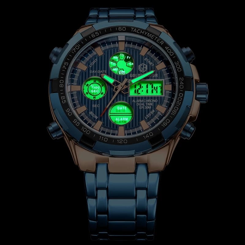 Men's Stainless Steel Blue Quartz Watch