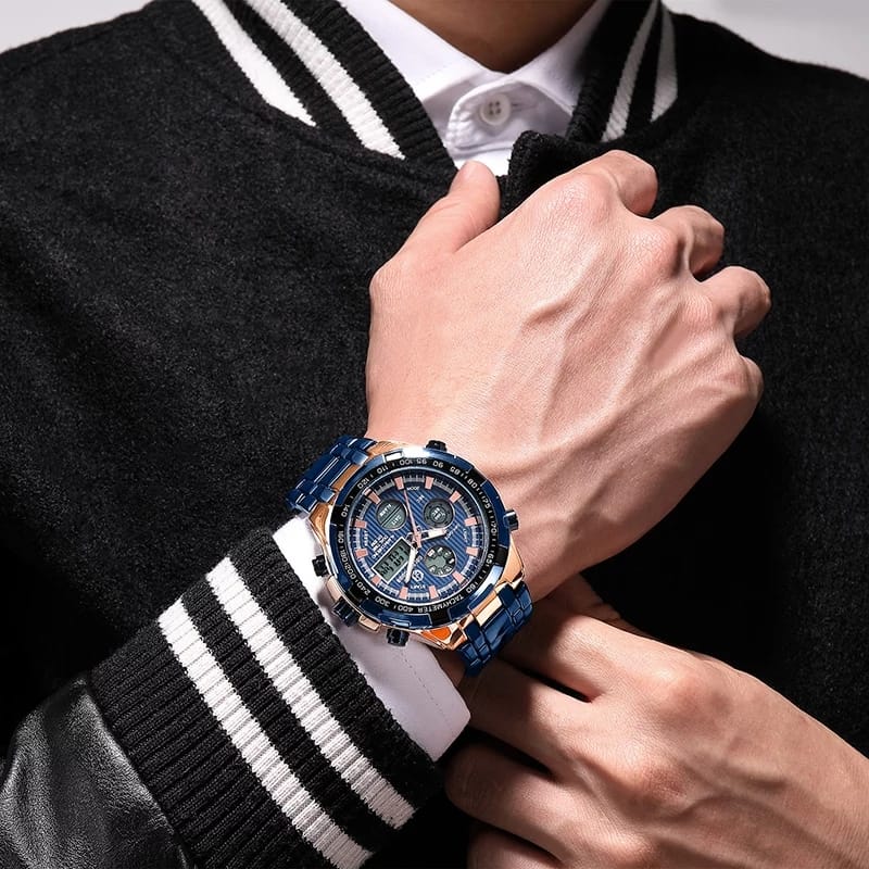Men's Stainless Steel Blue Quartz Watch