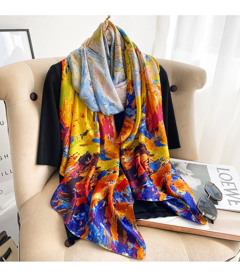 All Season Printed Satin Silk Scarf