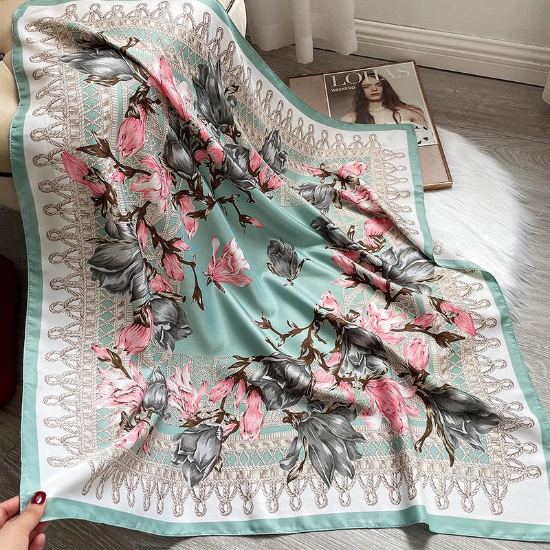 Boho Style Floral Pattern Square Scarf
