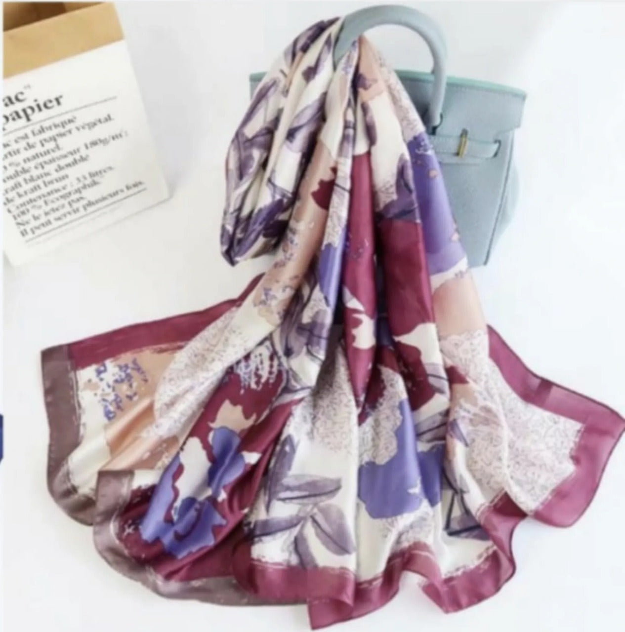 AHR Elegant Printed Silk Scarf