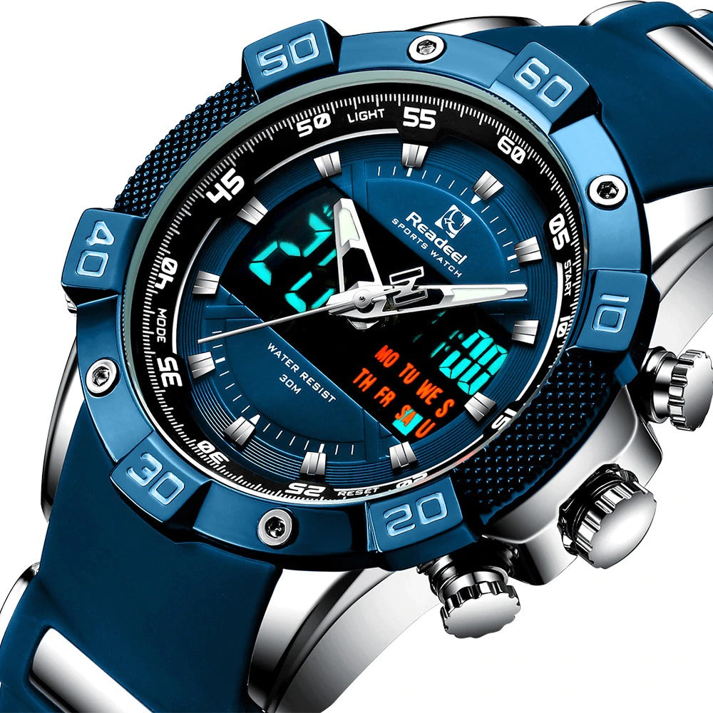Men's Digital Quartz Chronograph Blue Watch