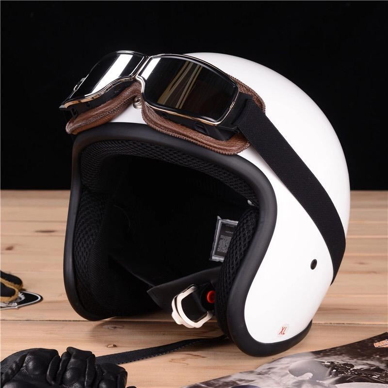 Retro Motorbike Motocross Horse Riding Brown Leather UV Protected Goggles - Free Shipping