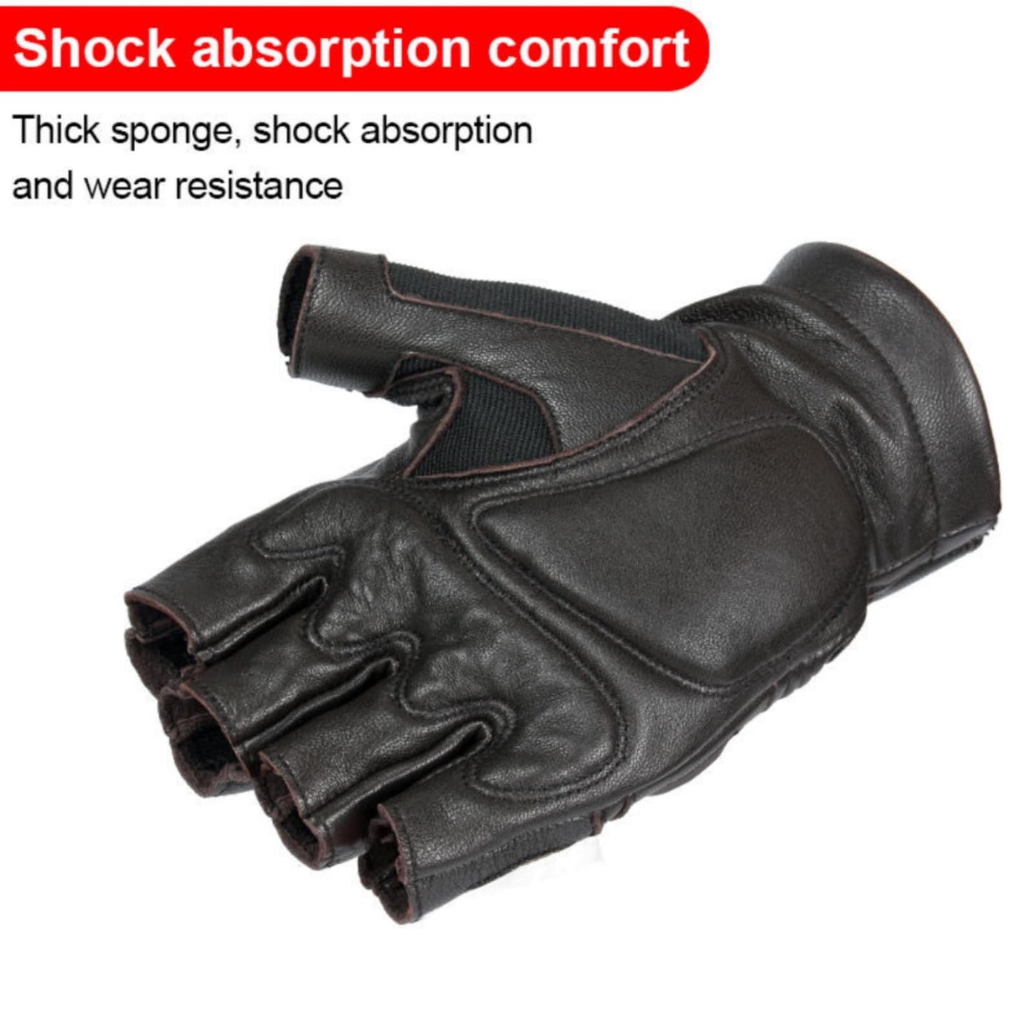 AHR91 - Motorcycle Original Goatskin Leather Motorcycle Motocross Racing Hunting Summer Gloves