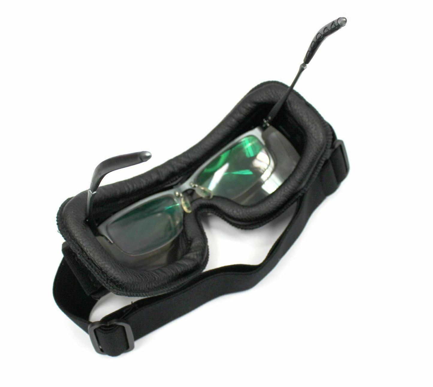 MOTORCYCLE RETRO BLACK SILVER TINTED LENS GOGGLE