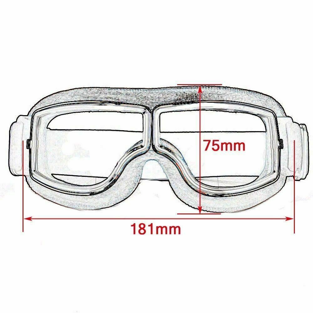 MOTORCYCLE RETRO BLACK SILVER TINTED LENS GOGGLE