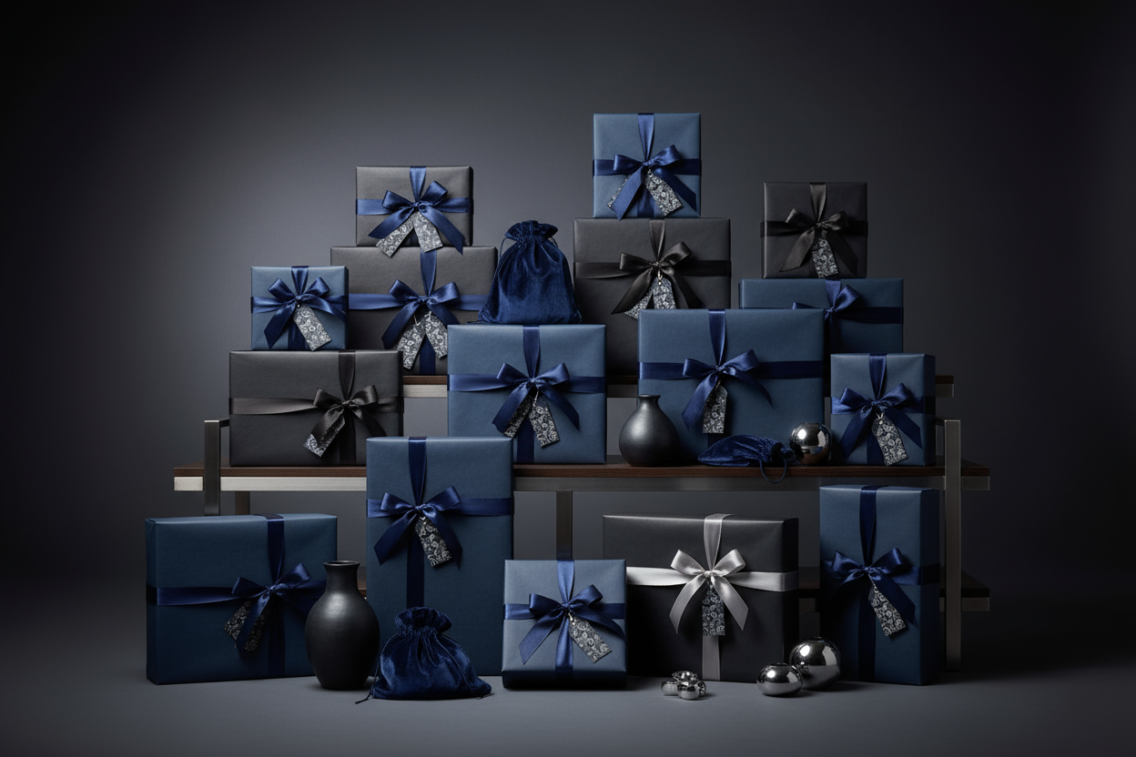 Bulk Gift Hampers In Navy Blue Black and Grey Color Theme
