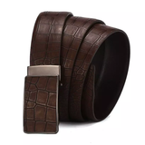 Men's Brown Leather Croc Automatic Buckle Belt