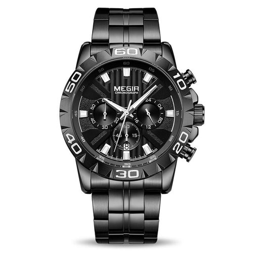 Men's Luxury Stainless Steel Black Quartz Watch
