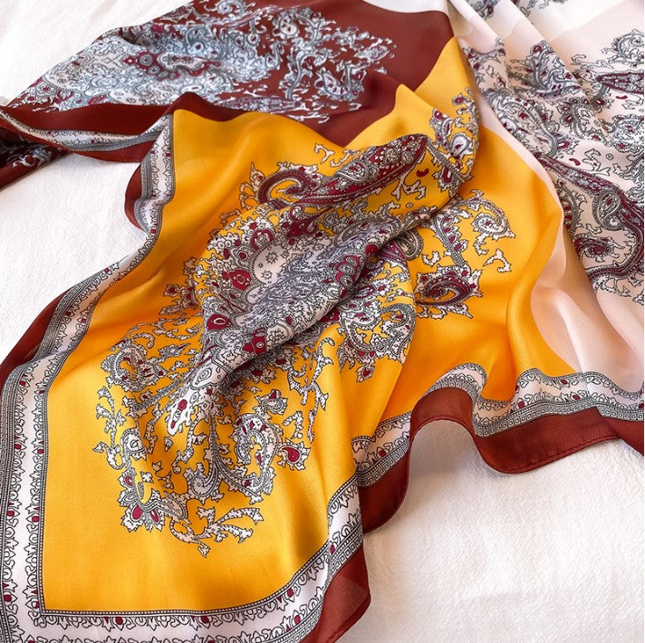 Designer Four-In-One Square Satin Silk Scarf