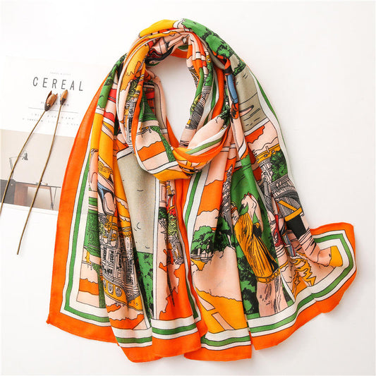 Artistic Fashion Multicolor Viscose Scarf