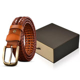 Men's Brown Original Leather Braided Belt