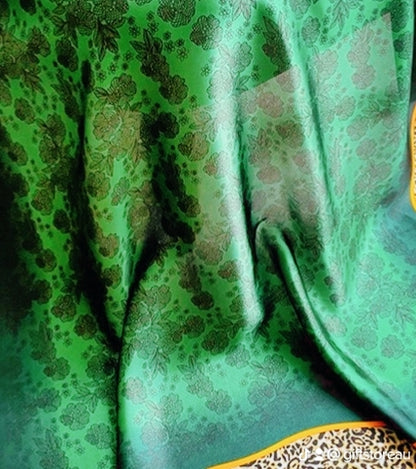 Peacock Green Printed Satin Silk Scarf
