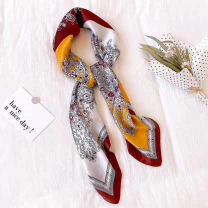 Designer Four-In-One Square Satin Silk Scarf
