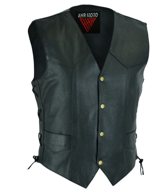 AHR01- Motorcycle Original Black Leather Fashion Vest
