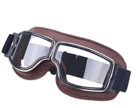 Motorcycle Retro Brown Clear Lens Goggle