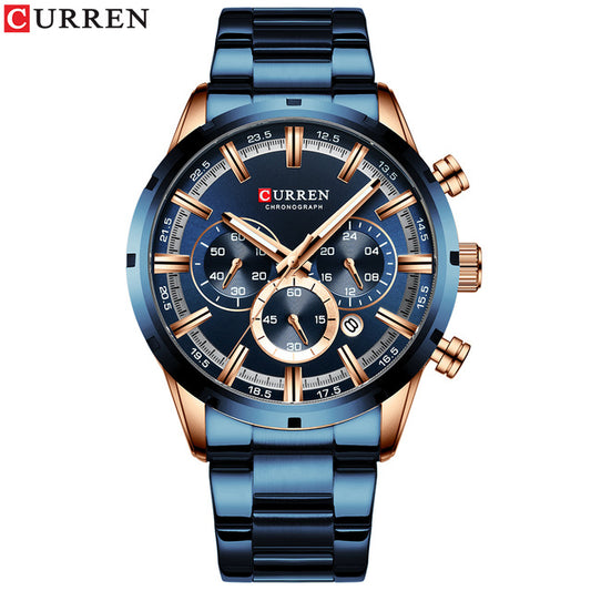 MEN’S STAINLESS STEEL BLUE QUARTZ WATCH