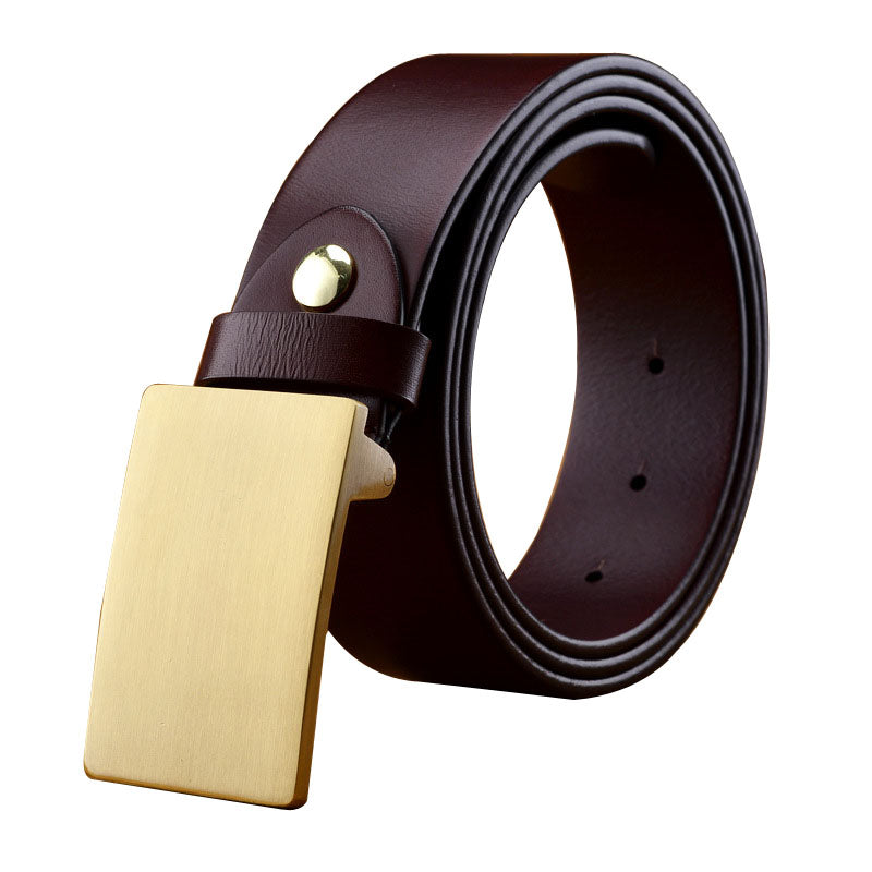 Men's Leather Belt Copper Buckle