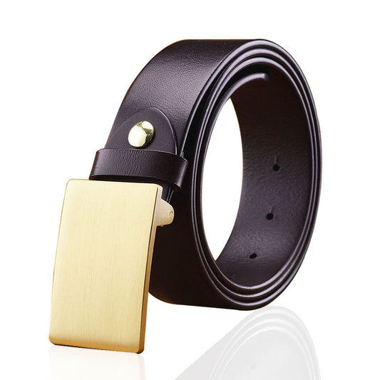 Men's Leather Belt Copper Buckle
