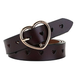 Ladies Coffee Heart Buckle Leather Belt