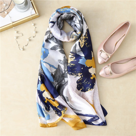 Elegant Printed Satin Silk Scarf